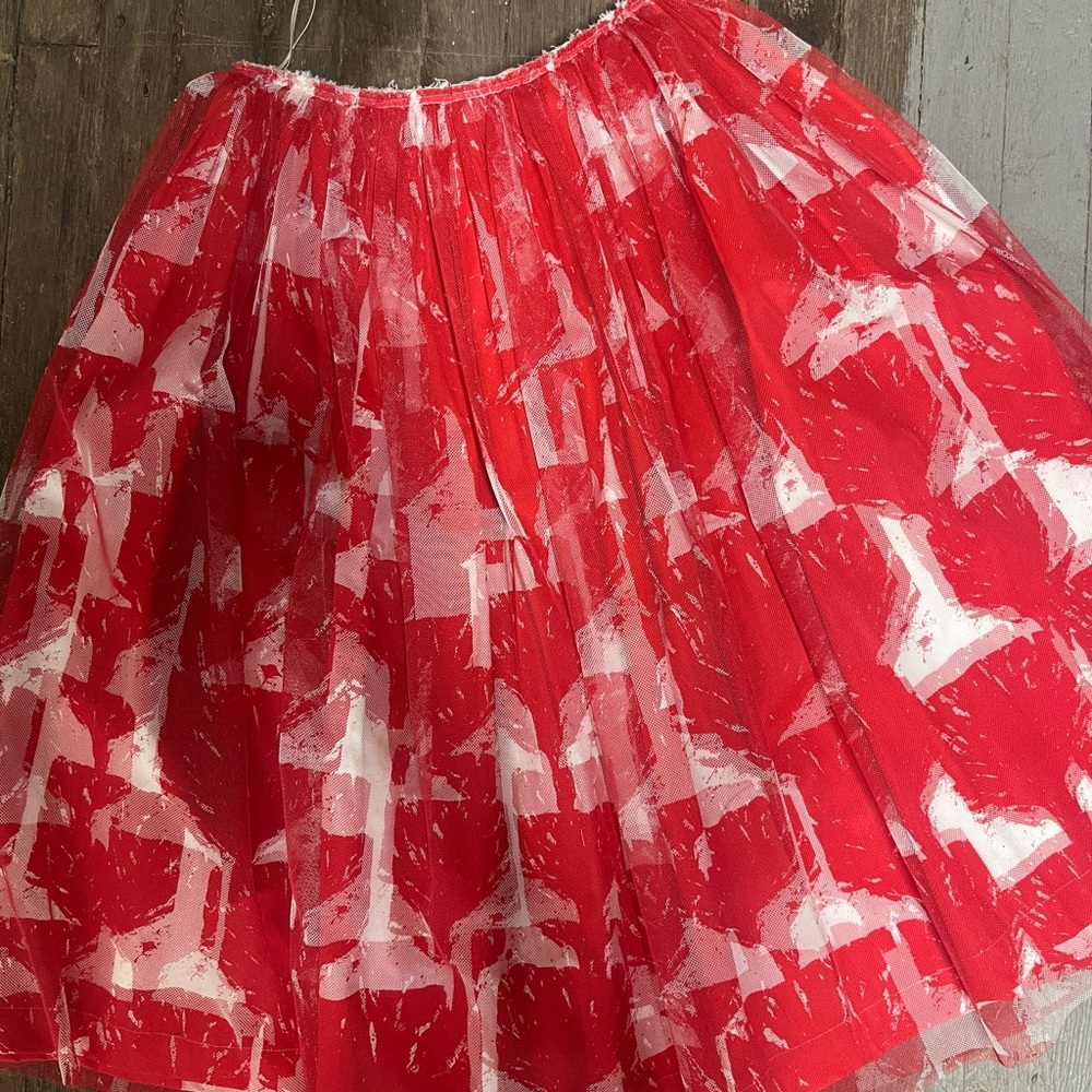 Comme des Garcons CDG abstract red and white tulle skirt